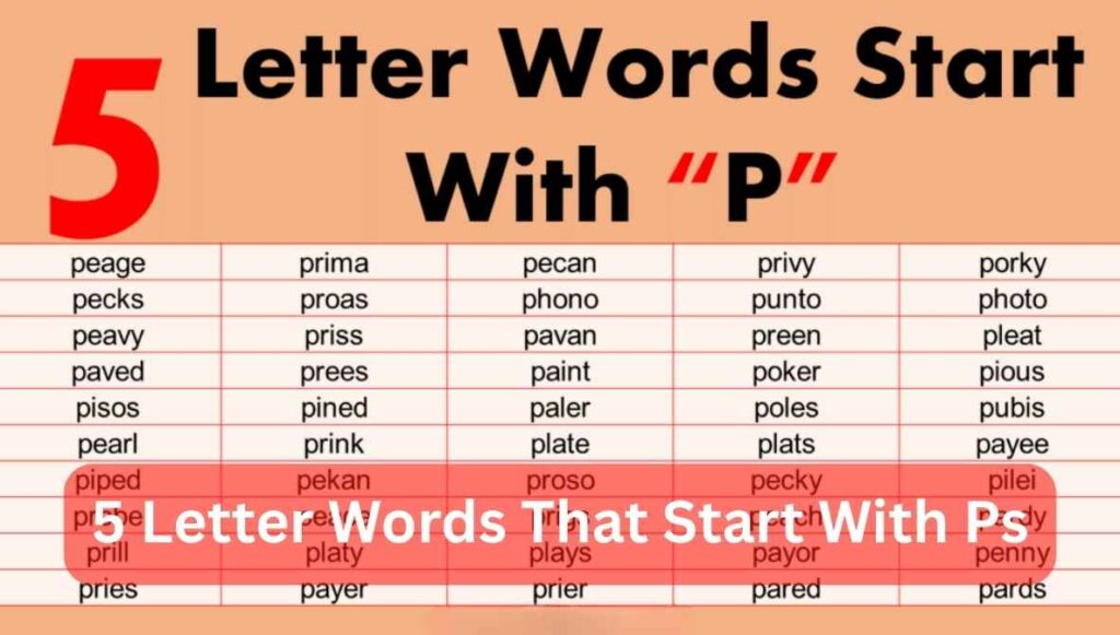5 letter words that start with ps